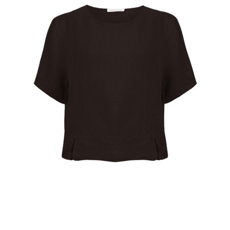 Amazing Woman Lucie Chocolate Short Sleeved Linen Top - Brown