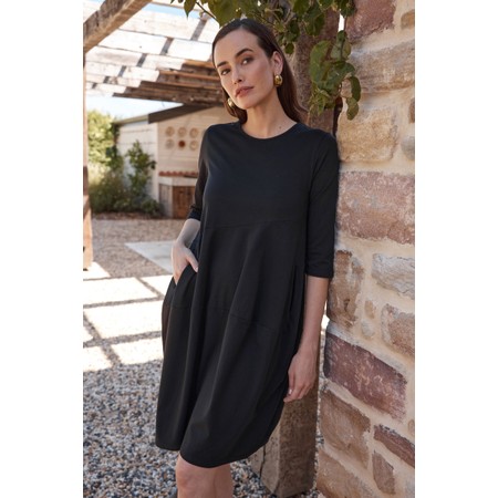 Tirelli Diagonal Seam Black Jersey Dress - Black