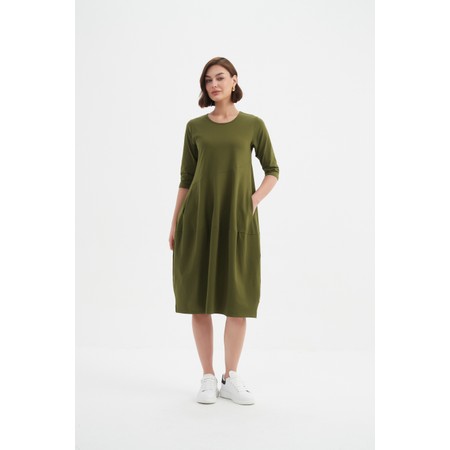 Tirelli Diagonal Seam Khaki Jersey Dress - Green