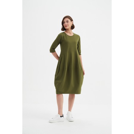 Tirelli Diagonal Seam Khaki Jersey Dress - Green