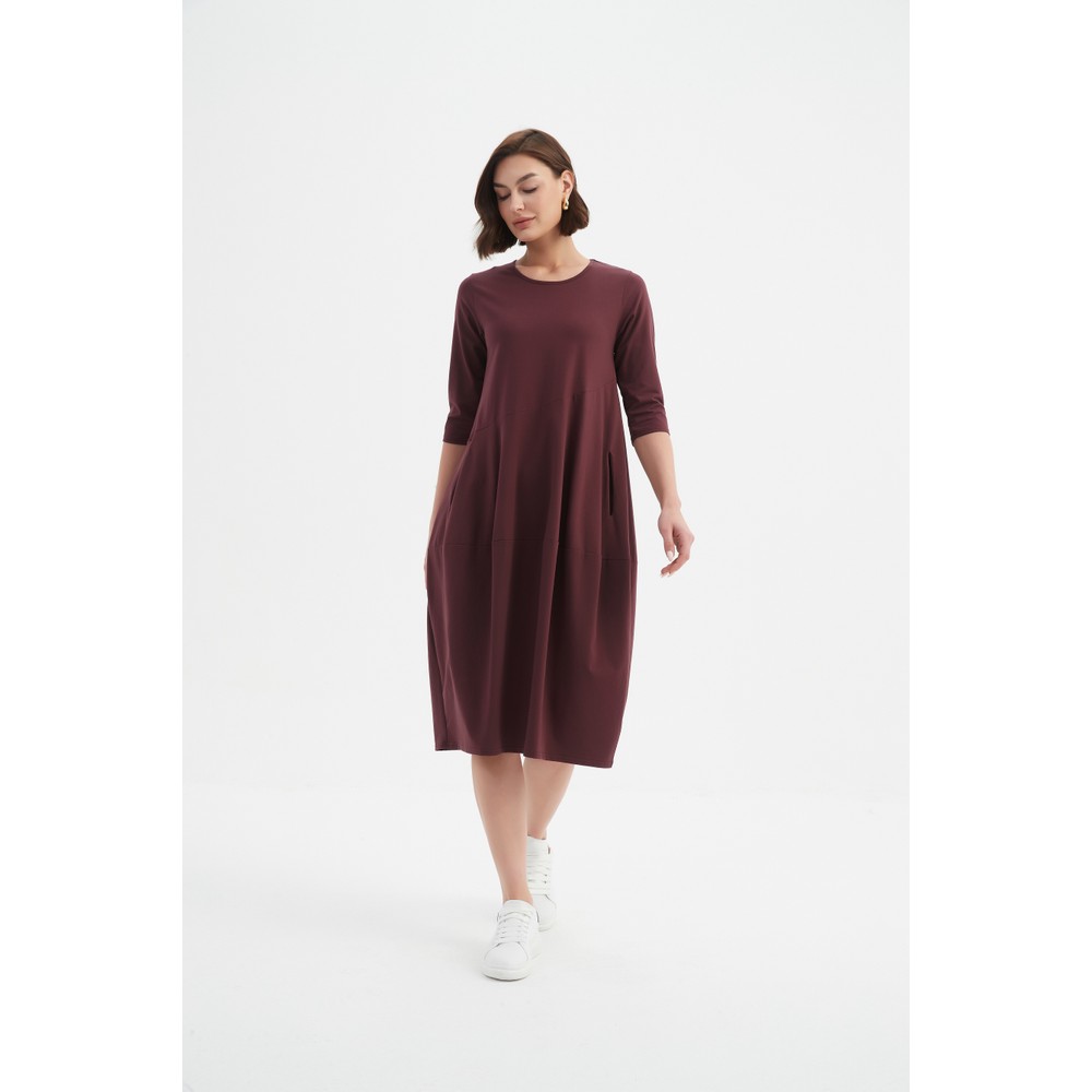 Tirelli Diagonal Aubergine Seam Dress Aubergine
