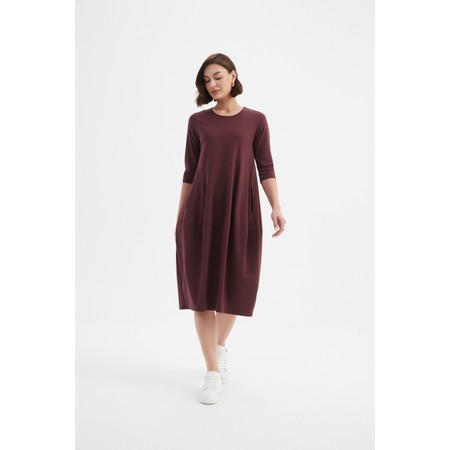 Tirelli Diagonal Aubergine Seam Dress - Purple
