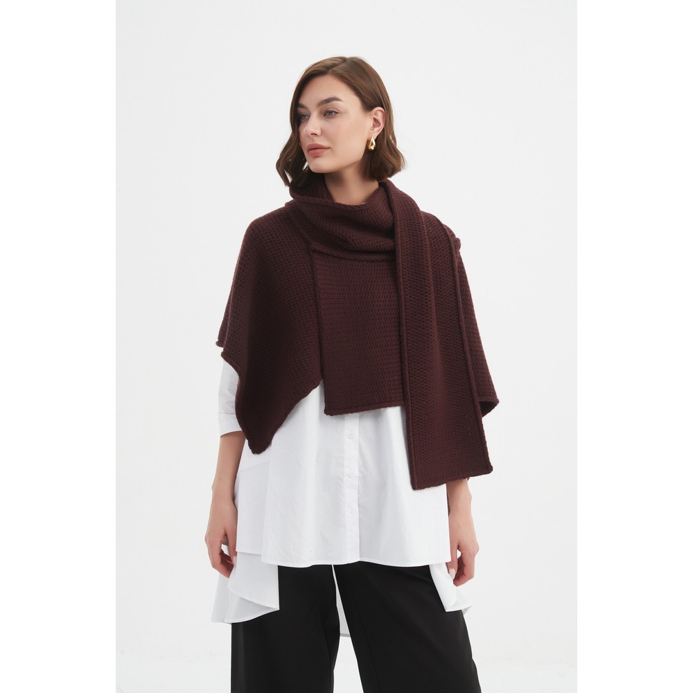Tirelli Asymmetric Aubergine Wrap Knit Aubergine