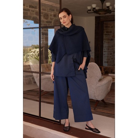 Tirelli Asymmetric Navy Wrap Knit - Blue