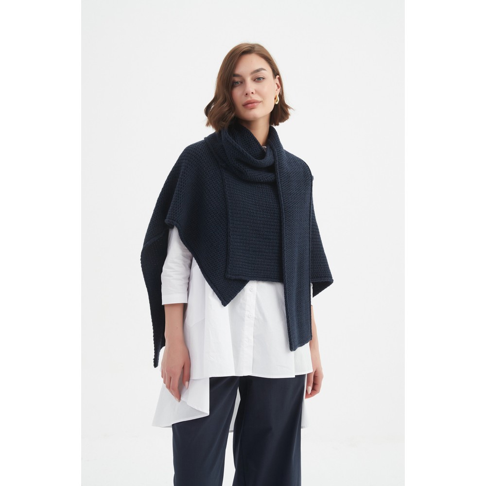Tirelli Asymmetric Navy Wrap Knit Navy