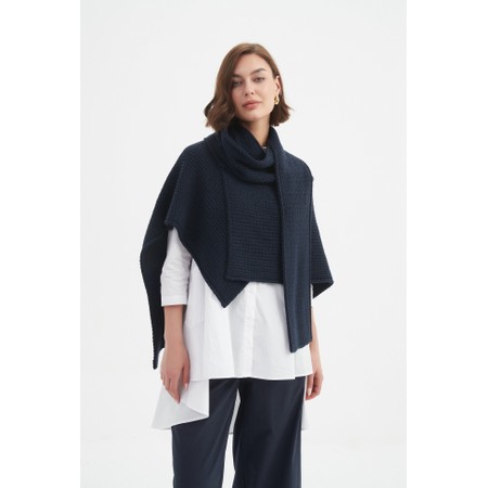 Tirelli Asymmetric Navy Wrap Knit - Blue