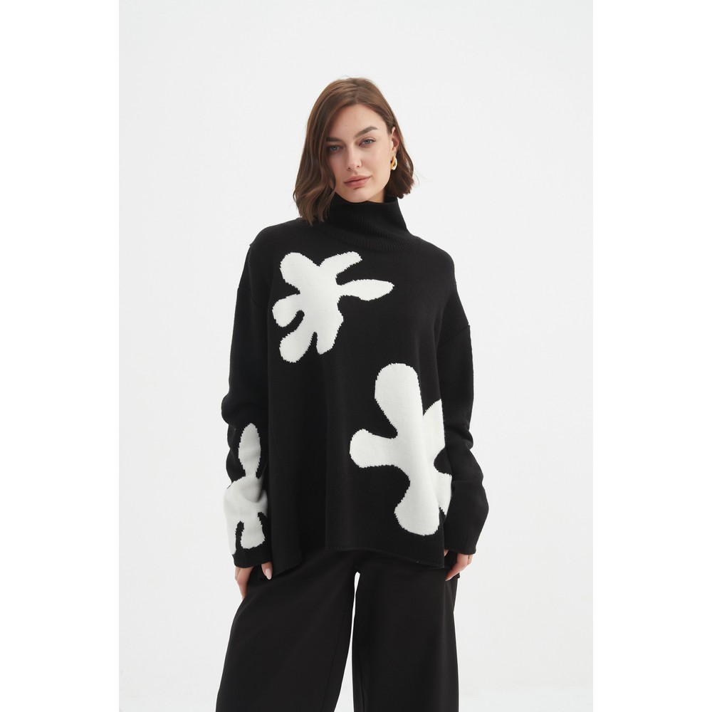 Tirelli Black And White Splatter Print Knit Black / White