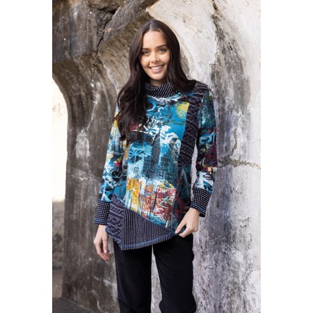 Orientique New York Patch Cowl Top - Black