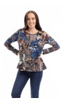 Orientique Abstract Floral Abstract Floral Crew Contemporary T-Shirt  