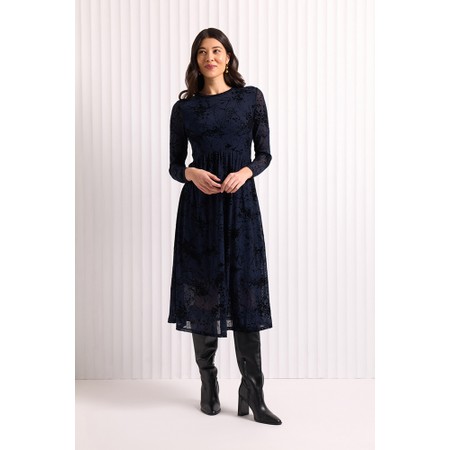 Foil International Velvet Splatter Midnight Print Dress - Blue