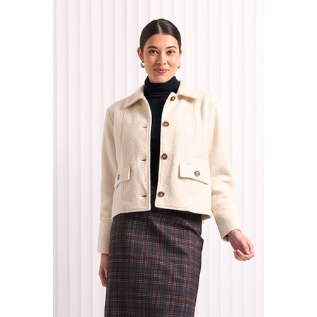 Foil Sew Happy Coat In Winter White - Off-White