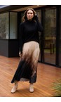 Brave & True Calligraphy Alias Pleated Satin Print Skirt  