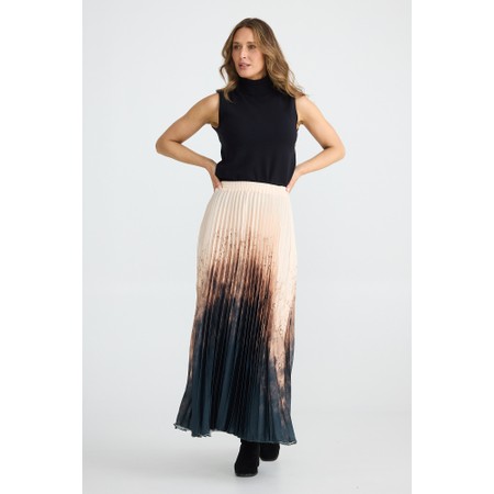 Brave & True Alias Pleated Satin Print Skirt - Multicoloured
