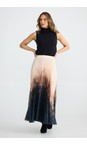 Brave & True Calligraphy Alias Pleated Satin Print Skirt  