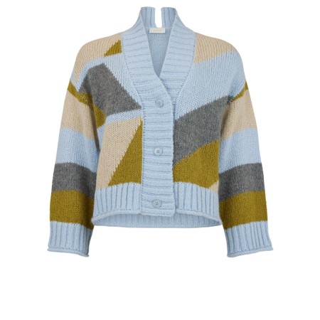 NOEN Blue Patchwork Knit Cardigan - Blue