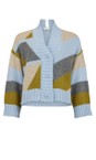 NOEN Blue Mix 6186 Blue Patchwork Knit Cardigan  