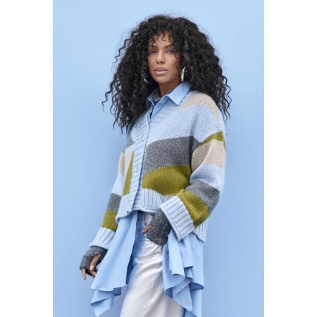 NOEN Blue Patchwork Knit Cardigan - Blue