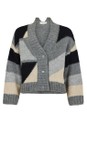 NOEN Grey Mix 9890 Grey Patchwork Knit Cardigan  