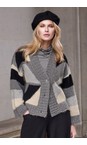 NOEN Grey Mix 9890 Grey Patchwork Knit Cardigan  