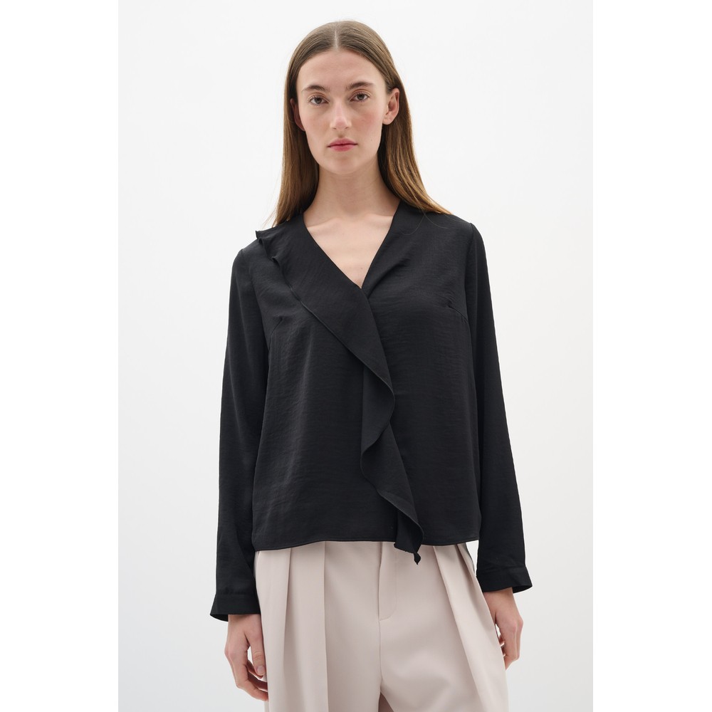 InWear Auda Black Ruffle Blouse Black 