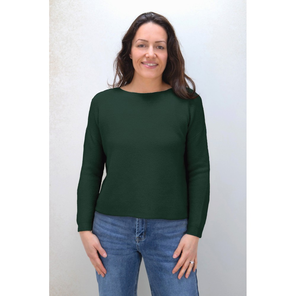 Amazing Woman Jenna Forest Fine Rib Boat Neck Knit Forest
