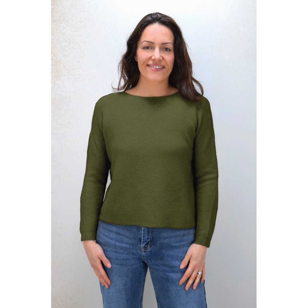 Amazing Woman Jenna Musch Olive Fine Rib Boat Neck Knit Musch Olive 