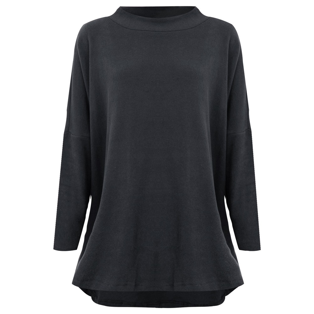 Mama B Spino U Antracite Relaxed Plain Fleece Top Antracite