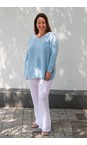 Amazing Woman Crystal Blue Caryf X Crystal Blue Round Neck Oversized Jumper  