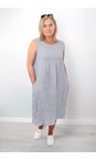 Amazing Woman Pearl Nerida Pearl Scoop Neck Linen Dress  