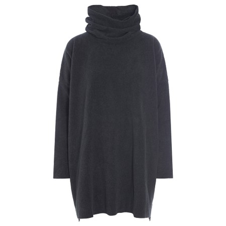 Henriette Steffensen High Neck Soft Black Fleece Tunic - Black