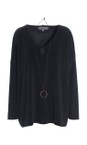 Henriette Steffensen Soft Black Oversized Soft Black Fleece Blouse with Necklace  