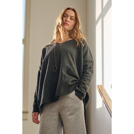 Henriette Steffensen Oversized Soft Black Fleece Blouse with Necklace - Black