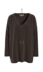 Henriette Steffensen Chokolate Oversized Chokolate Fleece Blouse with Necklace  