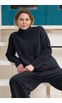 Henriette Steffensen Soft Black Polo Neck Soft Black Fleece Top  