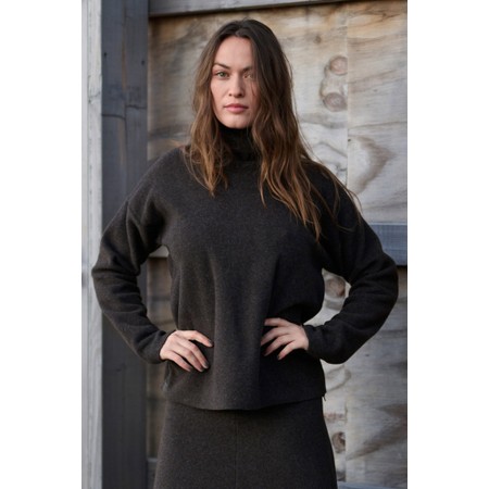Henriette Steffensen Polo Neck Chokolate Fleece Top - Brown