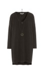 Henriette Steffensen Chokolate V-Neck Fleece Chokolate Tunic With Peace Necklace  
