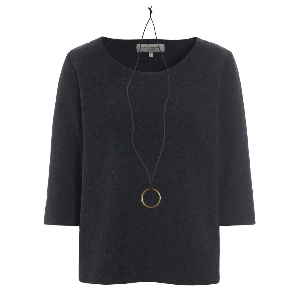Henriette Steffensen Bluser Fleece Soft Black Blouse With Pendant Soft Black