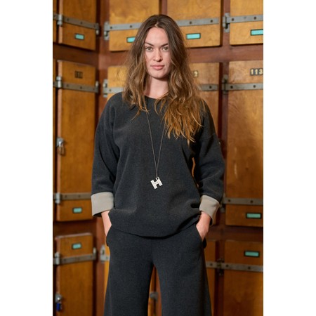 Henriette Steffensen Contrast Hem Fleece Blouse - Black