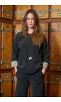 Henriette Steffensen Soft Black / Elephant Contrast Hem Fleece Blouse  