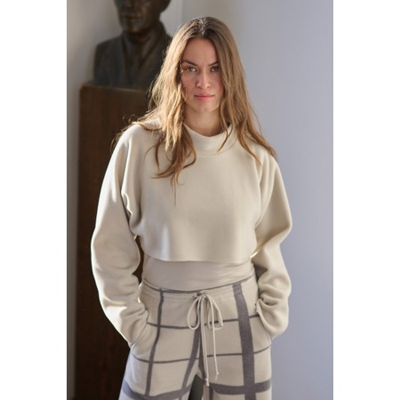 Henriette Steffensen Crop Kit High Neck Fleece Top - Beige