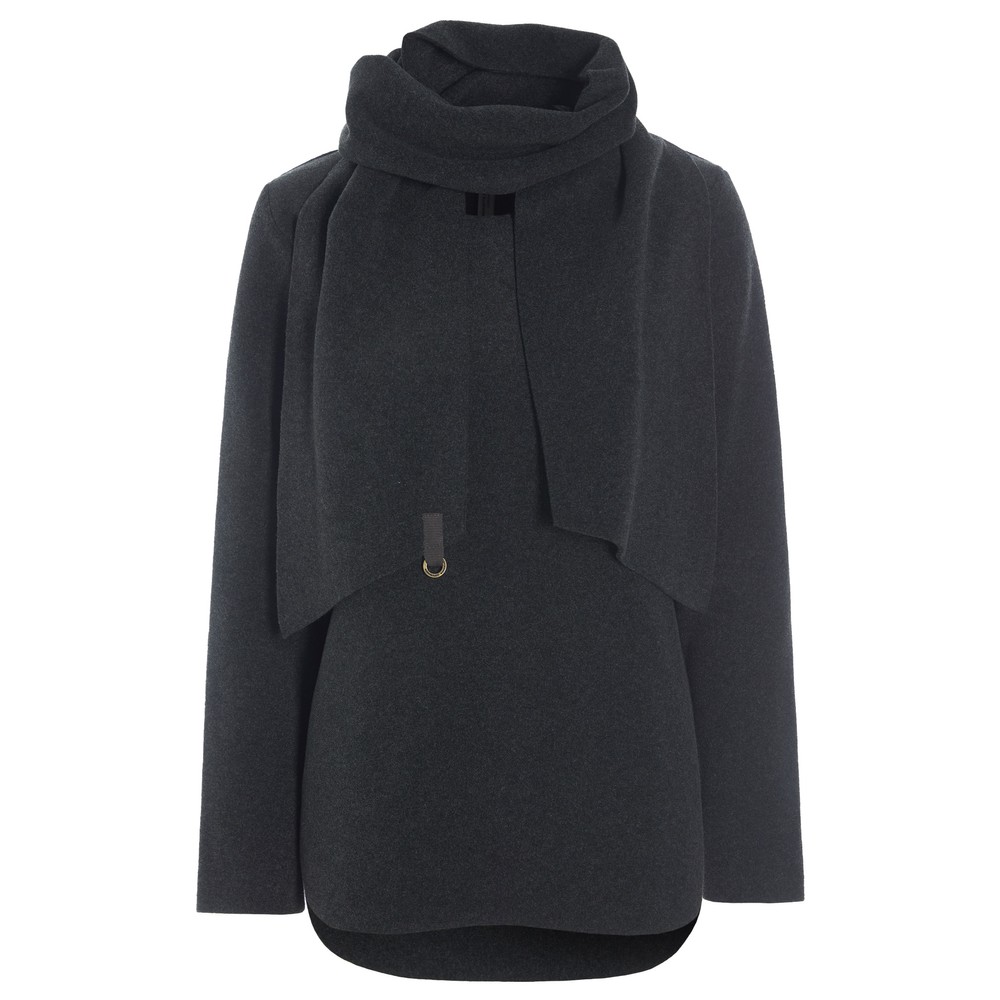 Henriette Steffensen Soft Black Fleece Blouse With Scarf Soft Black