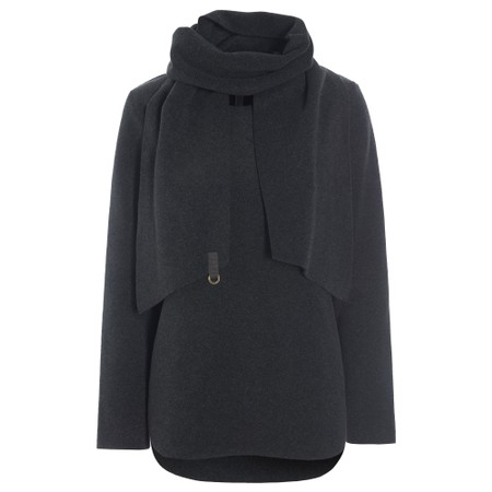 Henriette Steffensen Soft Black Fleece Blouse With Scarf - Black