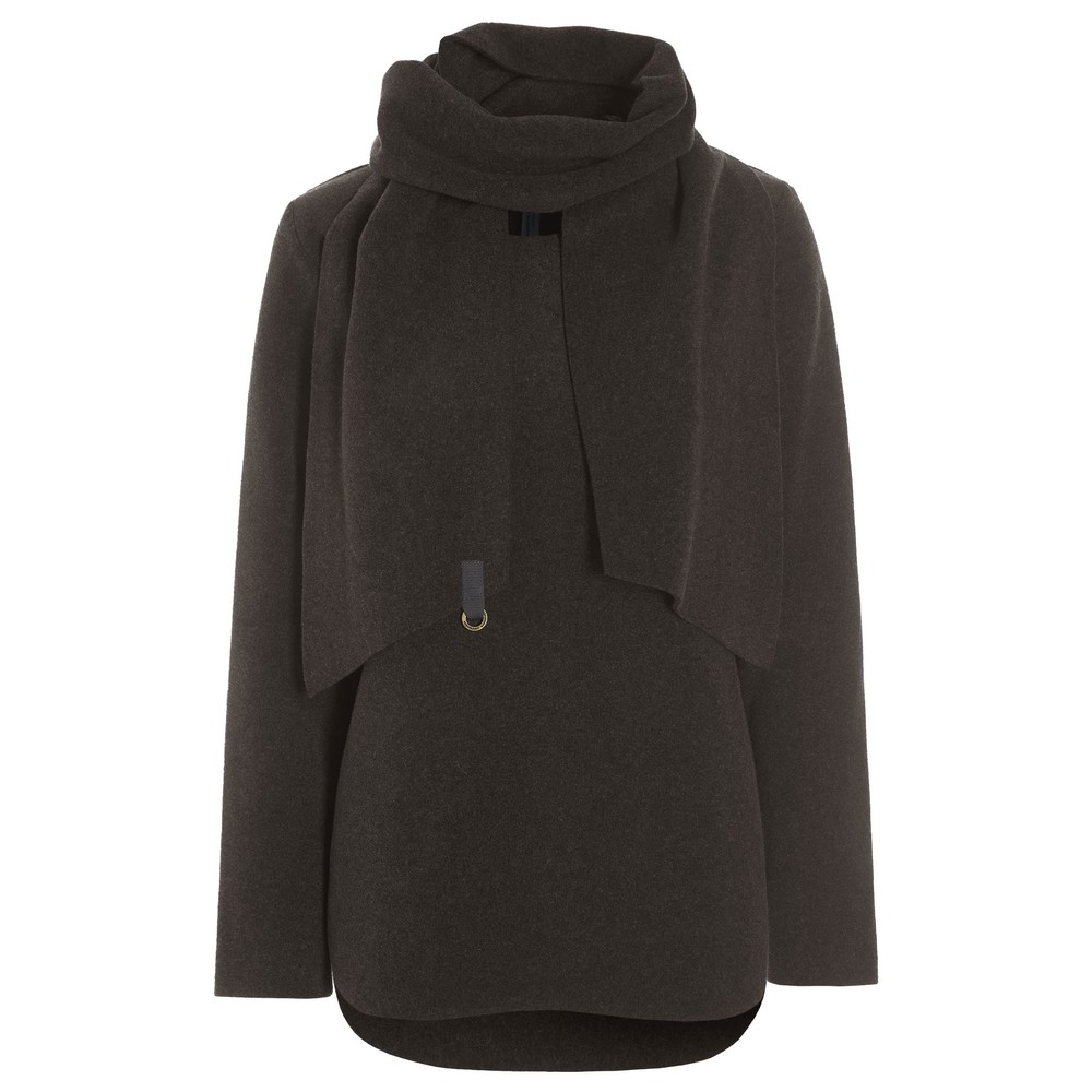 Henriette Steffensen Chokolate Fleece Blouse With Scarf Chokolate