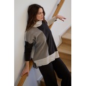 High Neck Patch Fleece Sweater