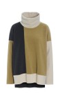 Henriette Steffensen Olive / Soft Black / Kit High Neck Patch Fleece Sweater  