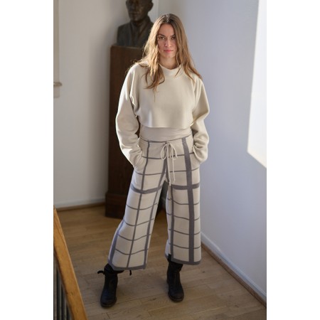 Henriette Steffensen Fleece Clan Print Crop Trouser - Beige