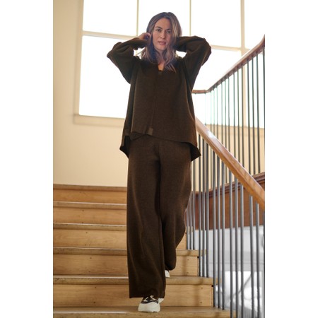 Henriette Steffensen Full Length Chokolate Fleece Trouser - Brown