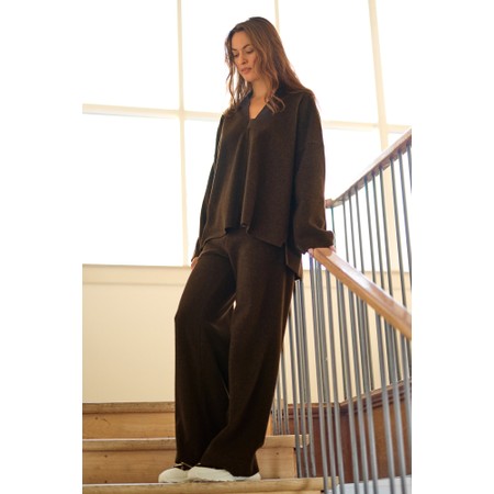 Henriette Steffensen Full Length Chokolate Fleece Trouser - Brown