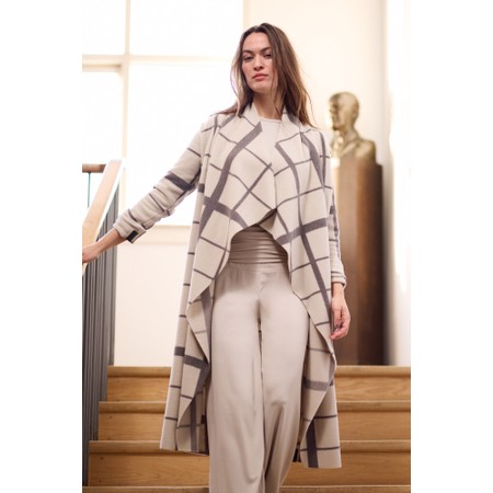 Henriette Steffensen High Neck Clan Print Fleece Cardigan - Beige