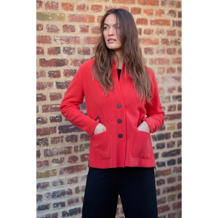 Henriette Steffensen Tomato Short Recycled Fleece Cardigan - Red